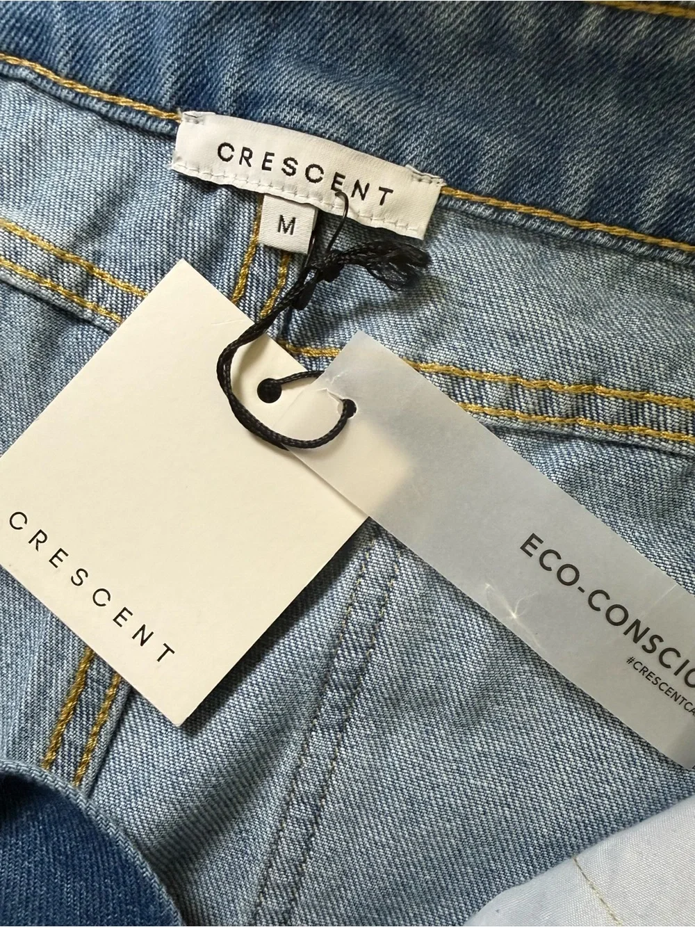 Crescent Victoria Wide Leg Denim Pants NWT Size M High Rise Boho Seamed Jeans
